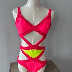Agent Provocateur One Piece Swimsuit in Pink and Yellow